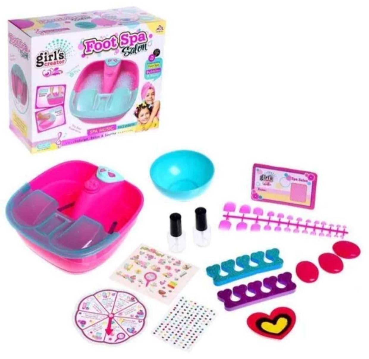 Kids Foot Spa Salon Set for Girls with DIY Manicure Pedicure Kit - Toylivo