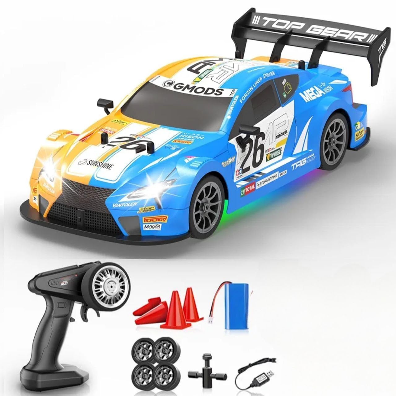 RC Drift Remote Control Car 1:16 Scale | High-Speed 4WD Racing Car with LED Ligh - Toylivo