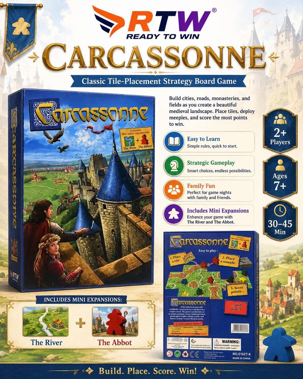 Carcassonne Tile-Placement Strategy Board Game