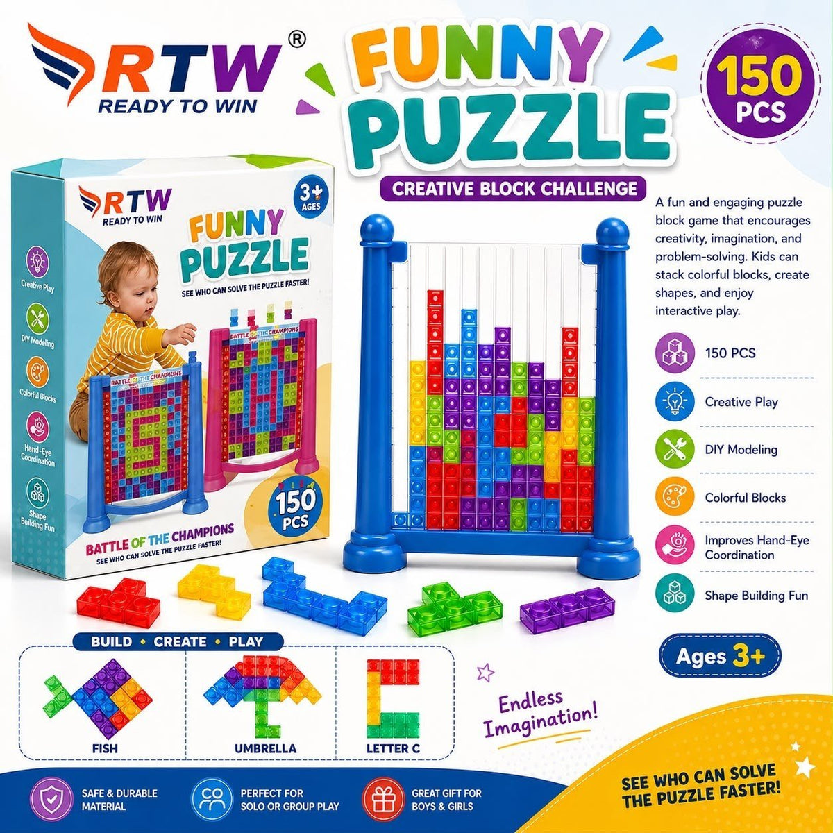 Funny Puzzle Block Challenge Game (150 Pcs)