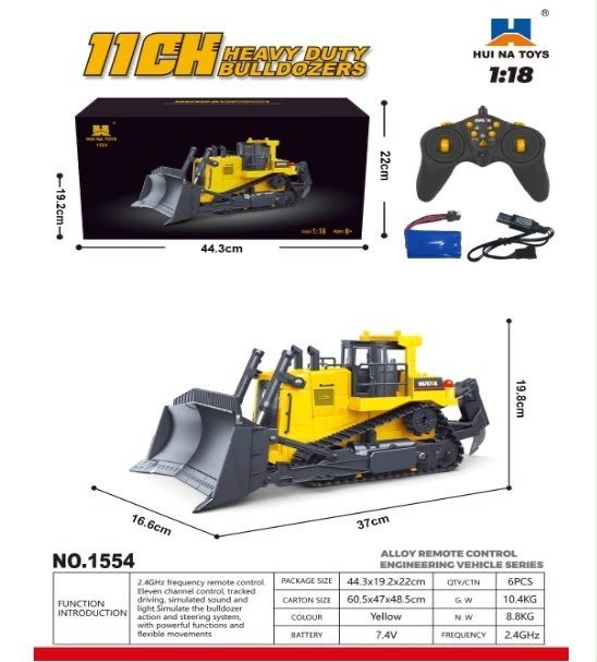 1:18 11CH RC Heavy Duty Bulldozer (Alloy)