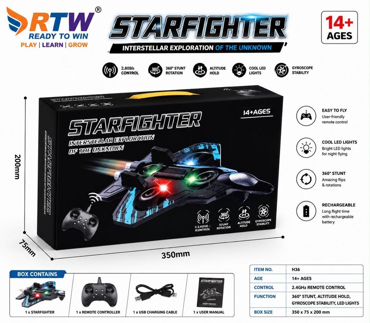RC Starfighter Spaceship with Lights