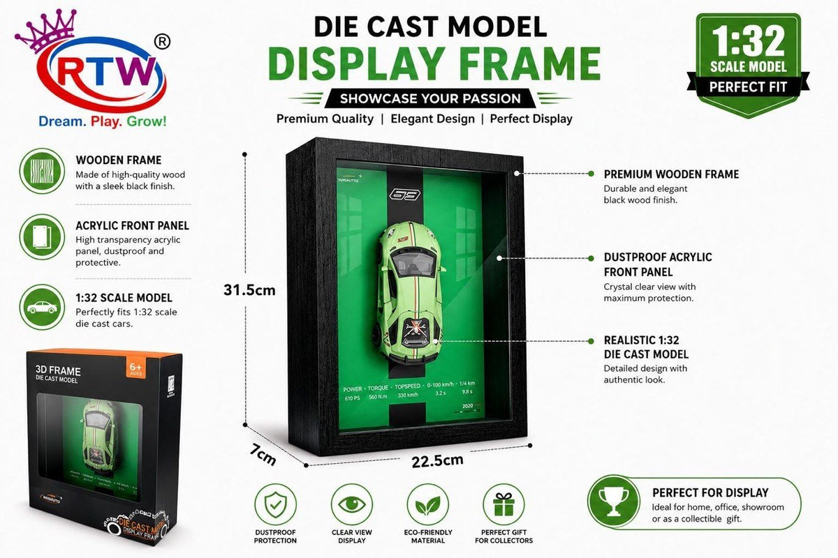 1:32 Die-Cast Model Car with Display Frame - Green