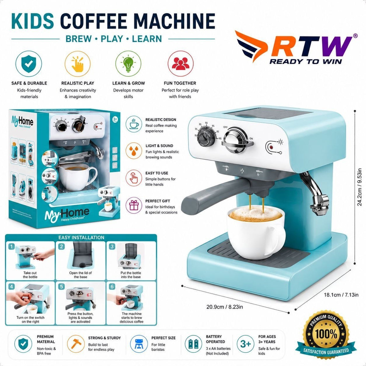 Kids Coffee Machine Play Set
