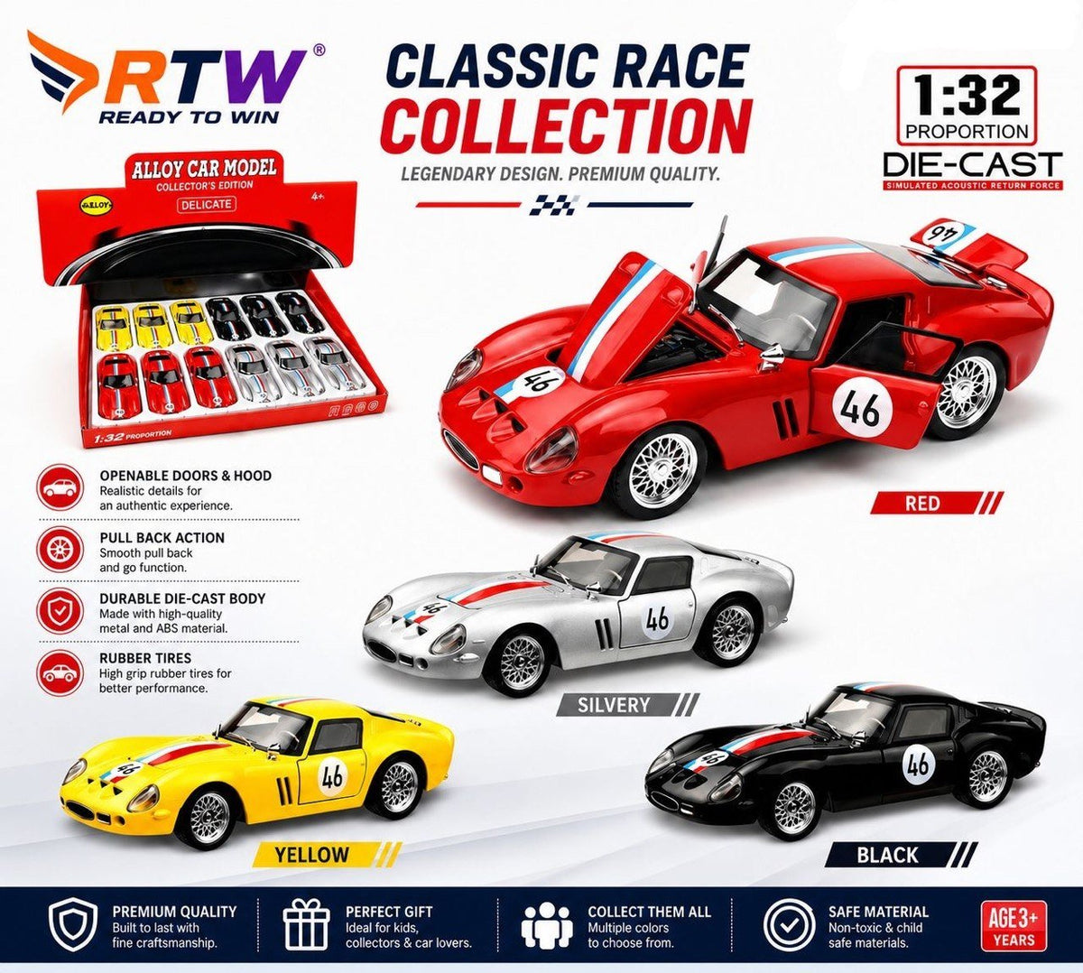 1:32 Die-Cast Classic Race Car Collection