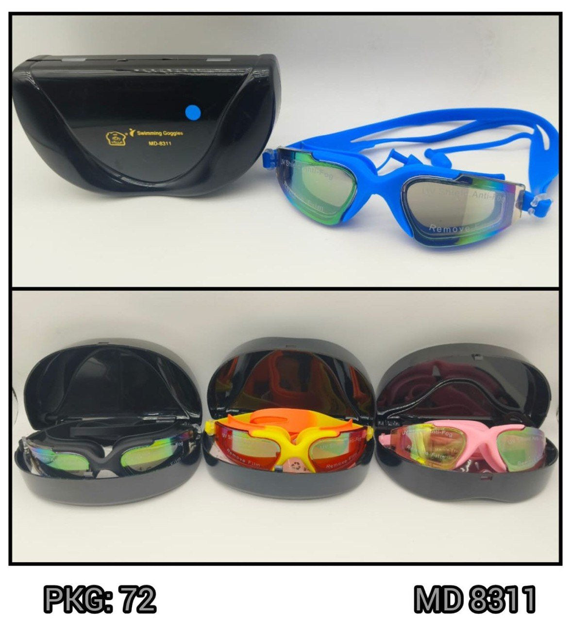 Mirror Coated Swimming Goggles with Hard Case