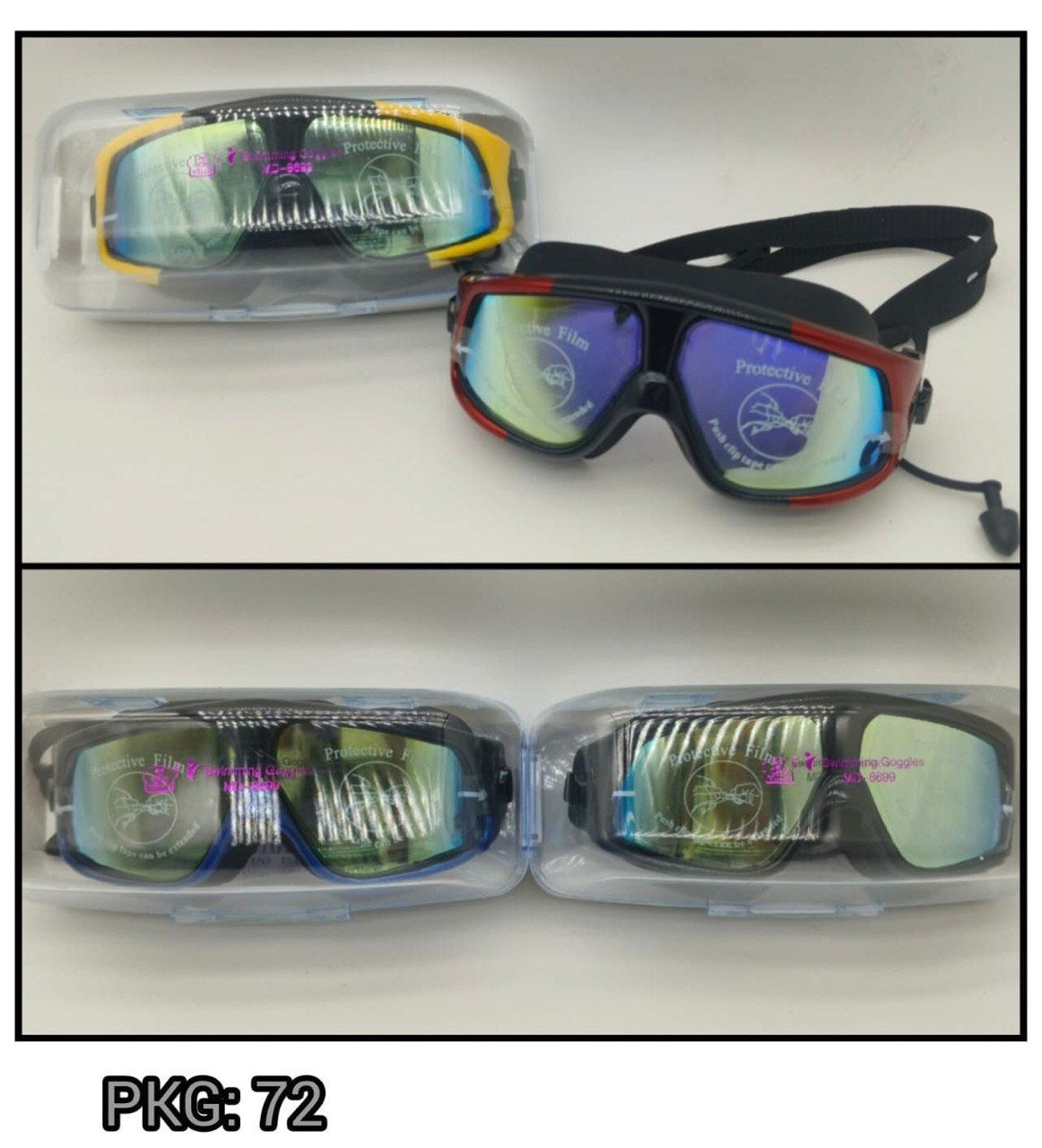 Wide View Mirror Swimming Goggles with Case