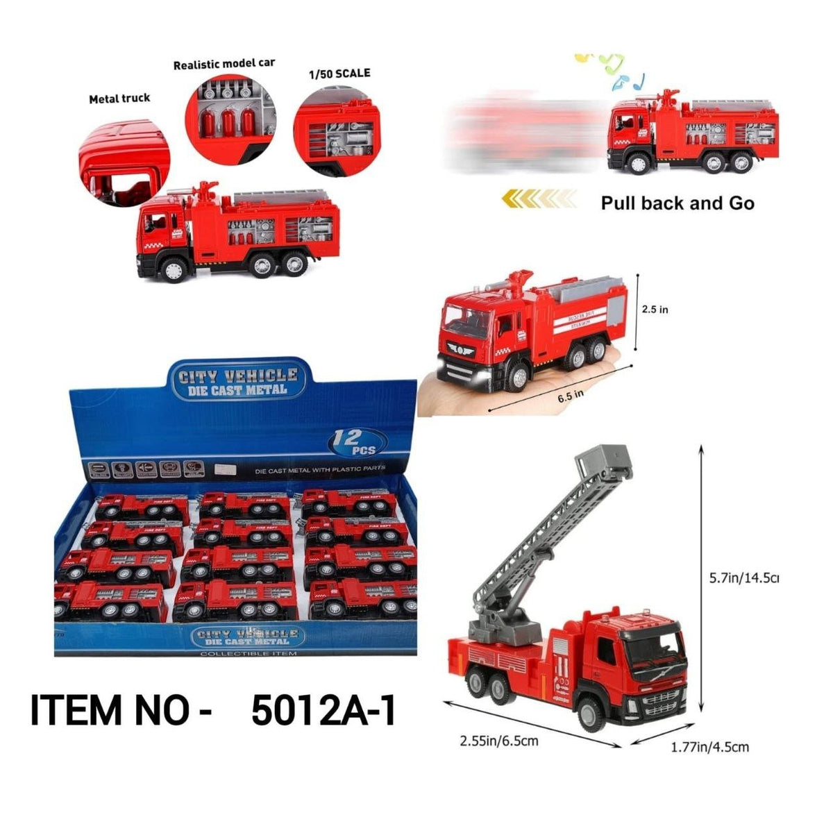 Pull Back Fire Truck Toy