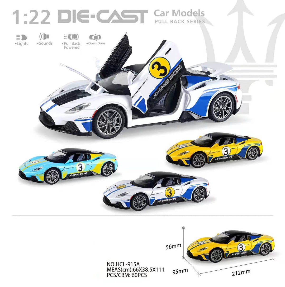 1:22 Die-Cast Maserati MC20 Racing Car