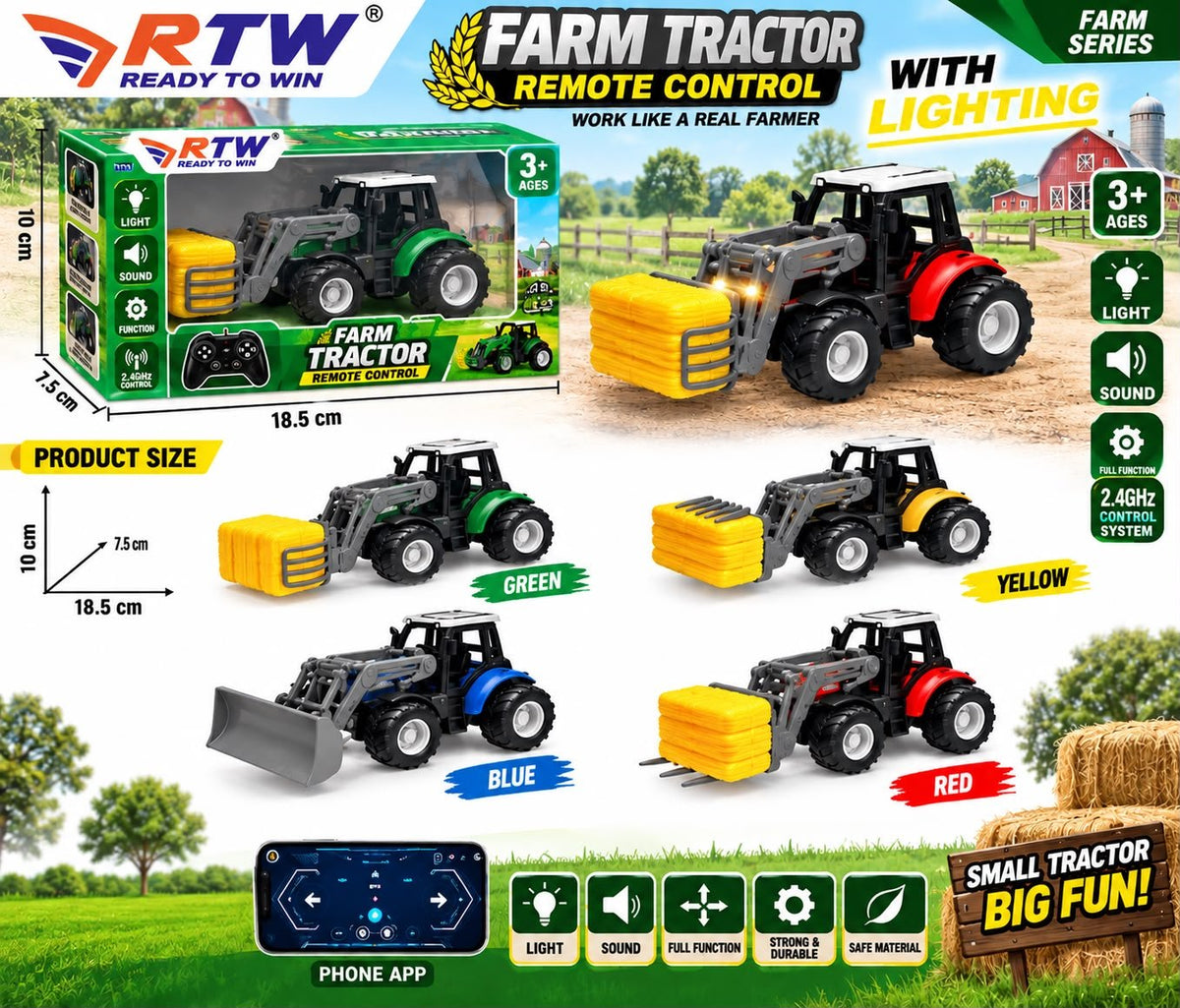 Mini RC Farm Tractor with Lights