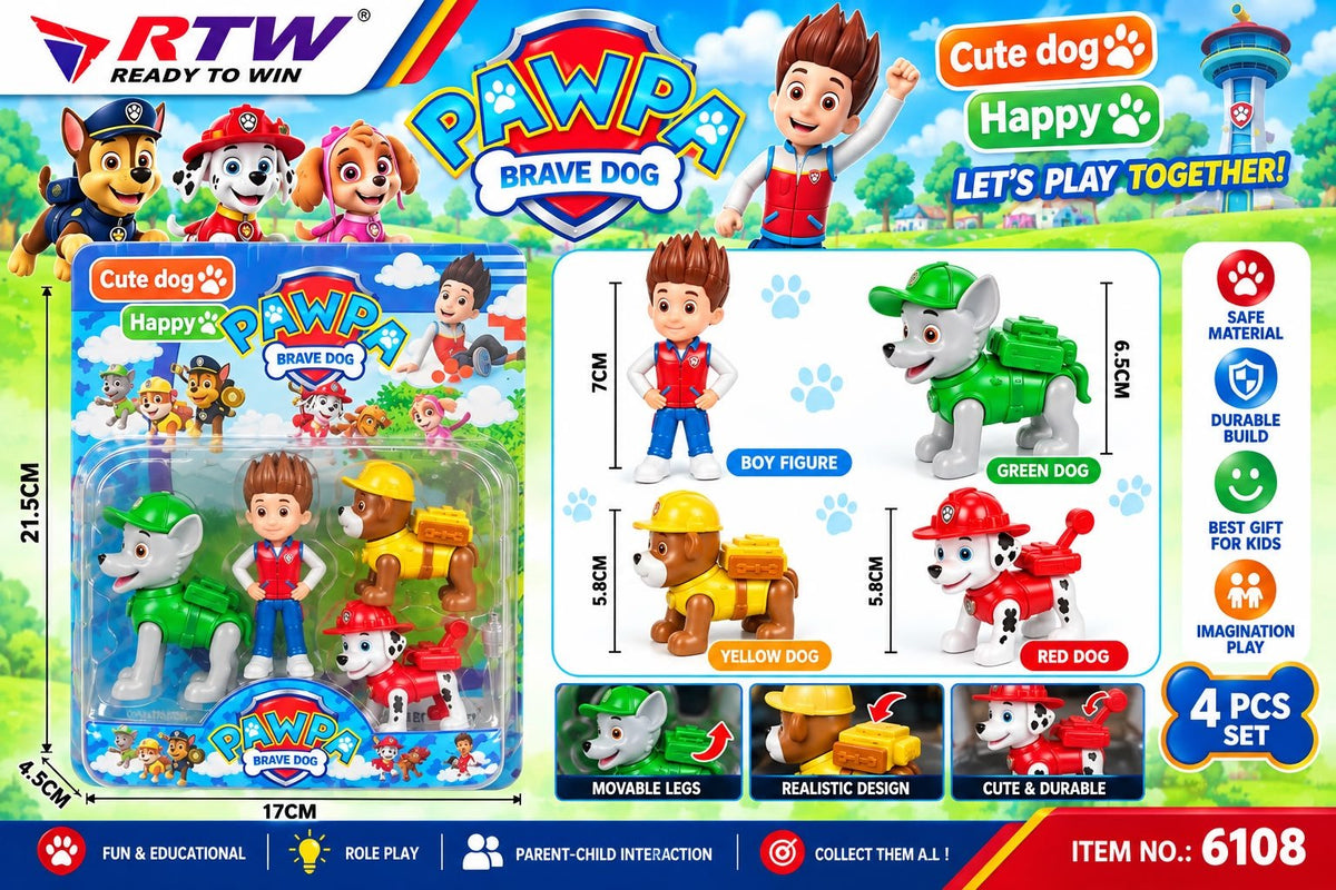 Brave Dog Figure Set (4 Pcs)