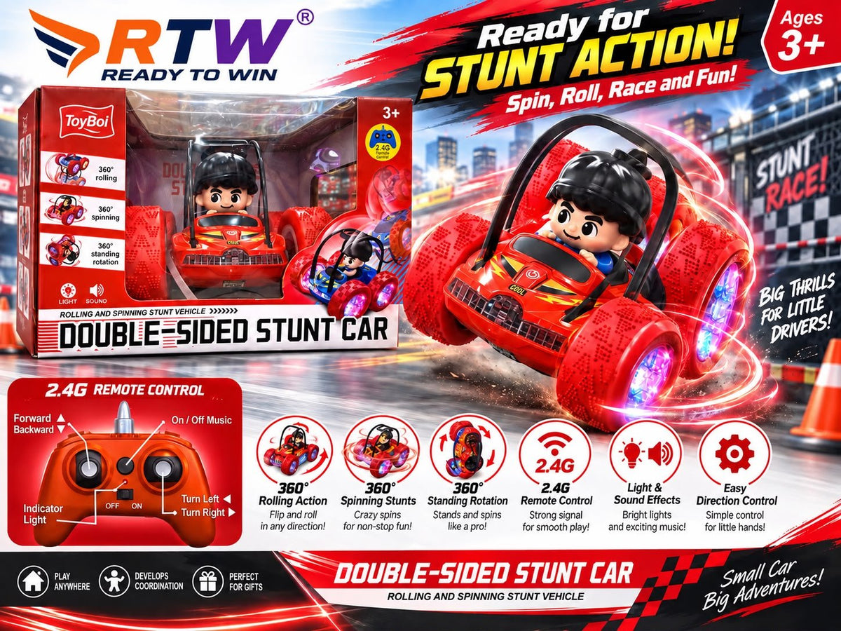 RC Double-Sided Stunt Car with Figure
