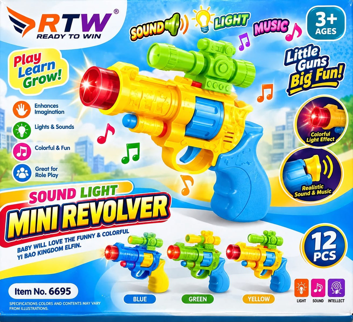 Sound & Light Mini Revolver Toy Gun