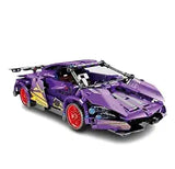 1:18 Scale Pull Back Racing Car Building Block Set (Purple) - Toylivo