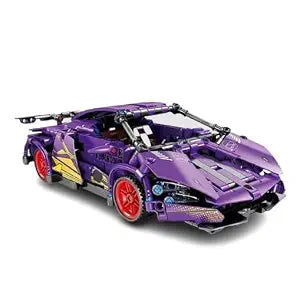 1:18 Scale Pull Back Racing Car Building Block Set (Purple) - Toylivo