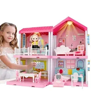 Doll House for Kids Girls 108 Pcs Pretend Play Family Home Set - Toylivo
