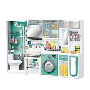 3-in-1 Bathroom & Laundry Room Toy Set for Kids - Mini Washing Machine, Shower - Toylivo