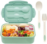 1100ML Plastic Lunch Box with 3 Compartments & Spoon (Multicolour) - Toylivo