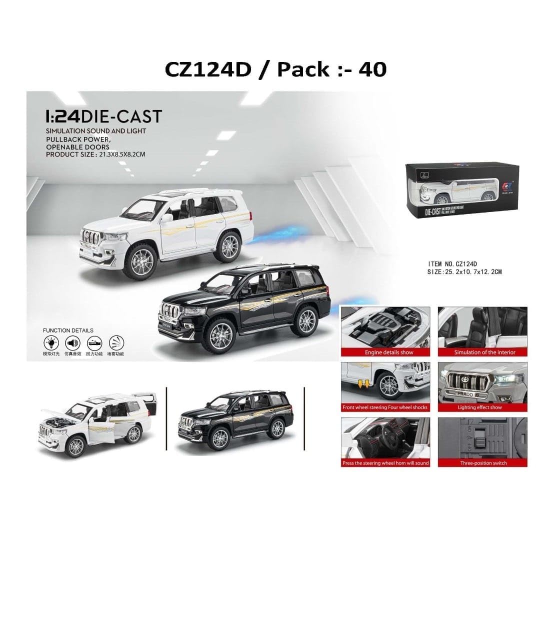 1:24 Toyota Prado - White - image 7