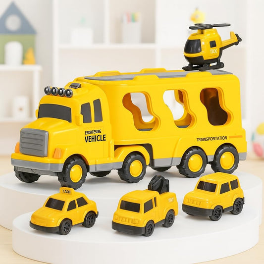 5-in-1 Construction Carrier Truck Toy Set for Kids Age 3+ - Toylivo