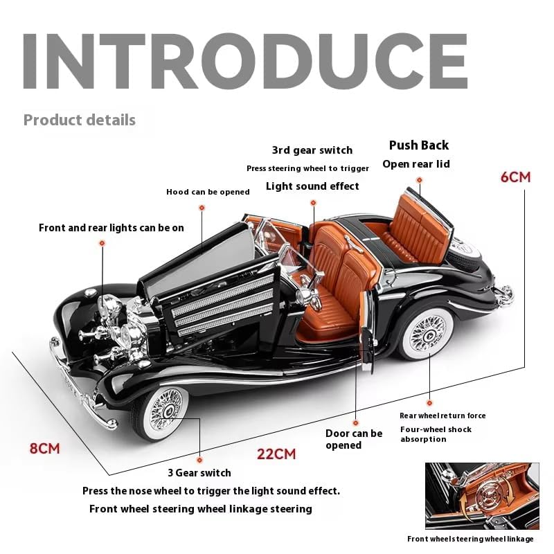 Marcedees Benz 500K-Black 1:24 - Black - image 4