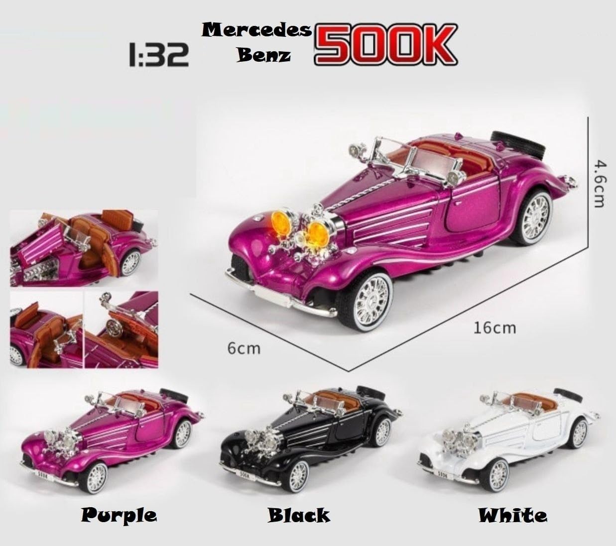 1:32 Merceedes Benz 500K - Black - image 3