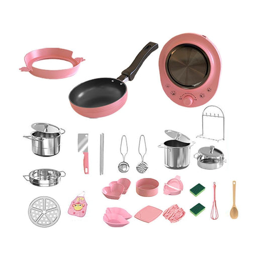 28-Piece Kids Kitchen Accessories Set - Pretend Play Toy Induction Cooker - Toylivo
