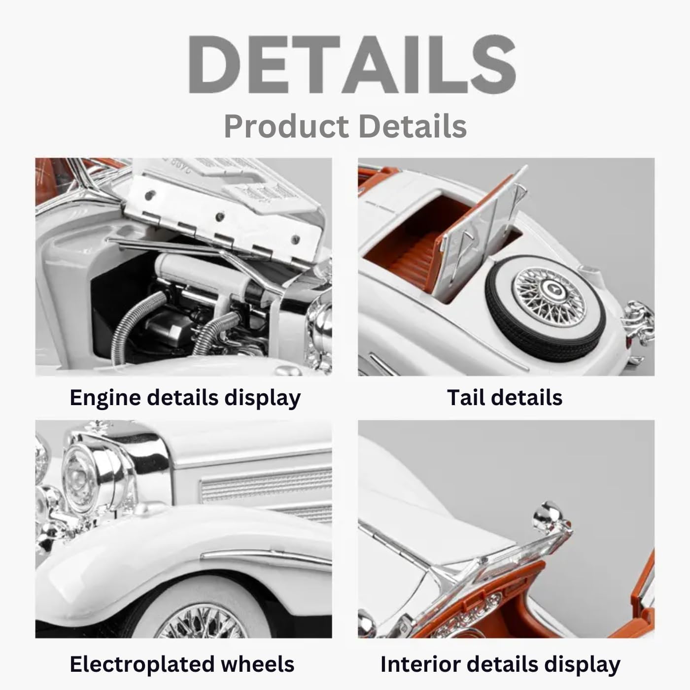 Marcedees Benz 500K-Silver 1:24 - Silver
