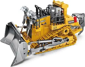 Metal RC Bulldozer Toy, 9-Channel Remote Control Construction Vehicle with Light - Toylivo