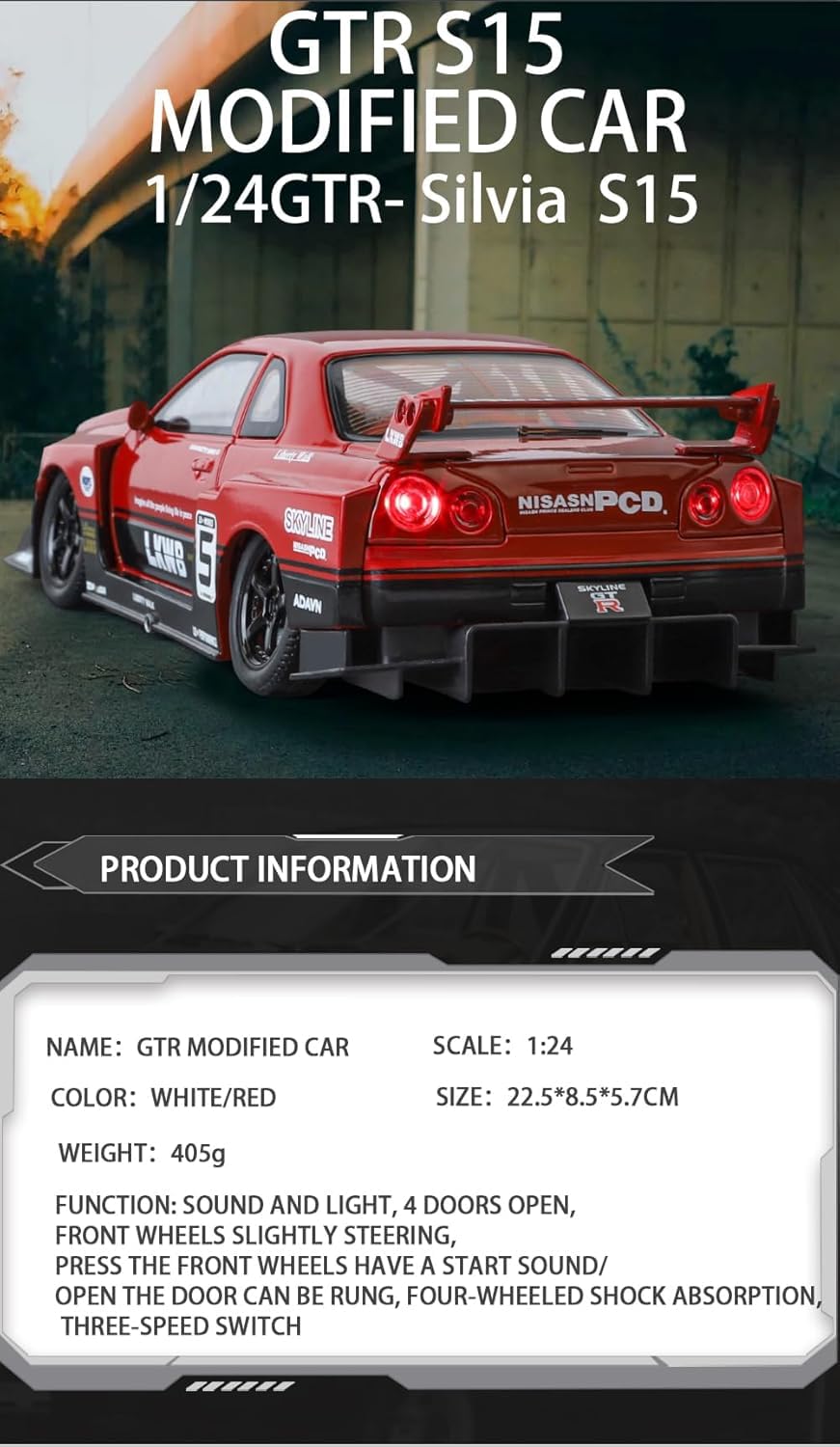 Nissan GTR Skyline S15-Multicolor 1:24 - Multicolor - image 2