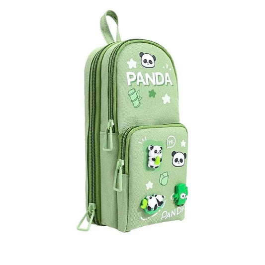 Canvas Kawaii 3 Compartment Pencil Case for Girls - Toylivo