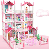 Luxury DIY Dream Villa Dollhouse - 3-Story Princess Castle Playhouse with 9 Room - Toylivo