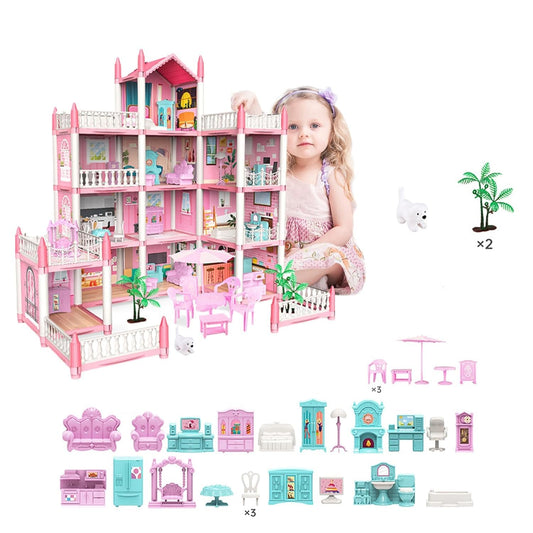 Princess Doll House for Girls - DIY 3D Dream House with 11 Rooms & 3 Terraces - Toylivo