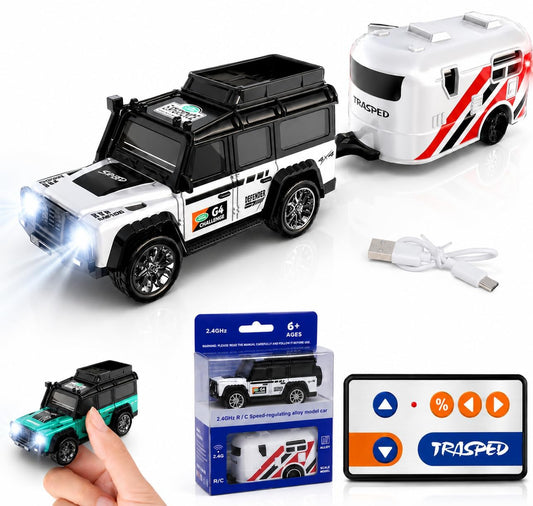 Mini RC Off-Road SUV with Travel Trailer, 2.4GHz Remote Control Car - Toylivo