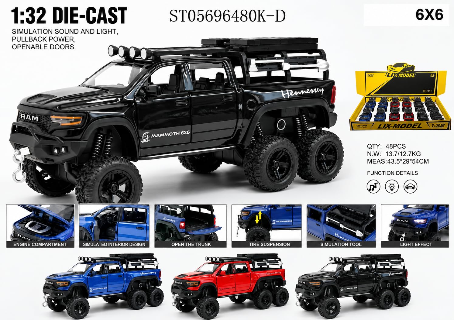 1:32 Dodge Tyrannosaurus Rex RAM 1500 TRX 6x6 - Multicolor - image 7