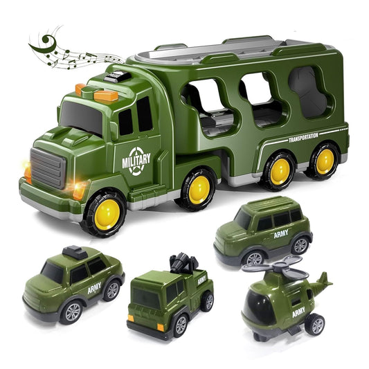 5-in-1 Friction Powered Military Truck Toy Set with Music - Toylivo