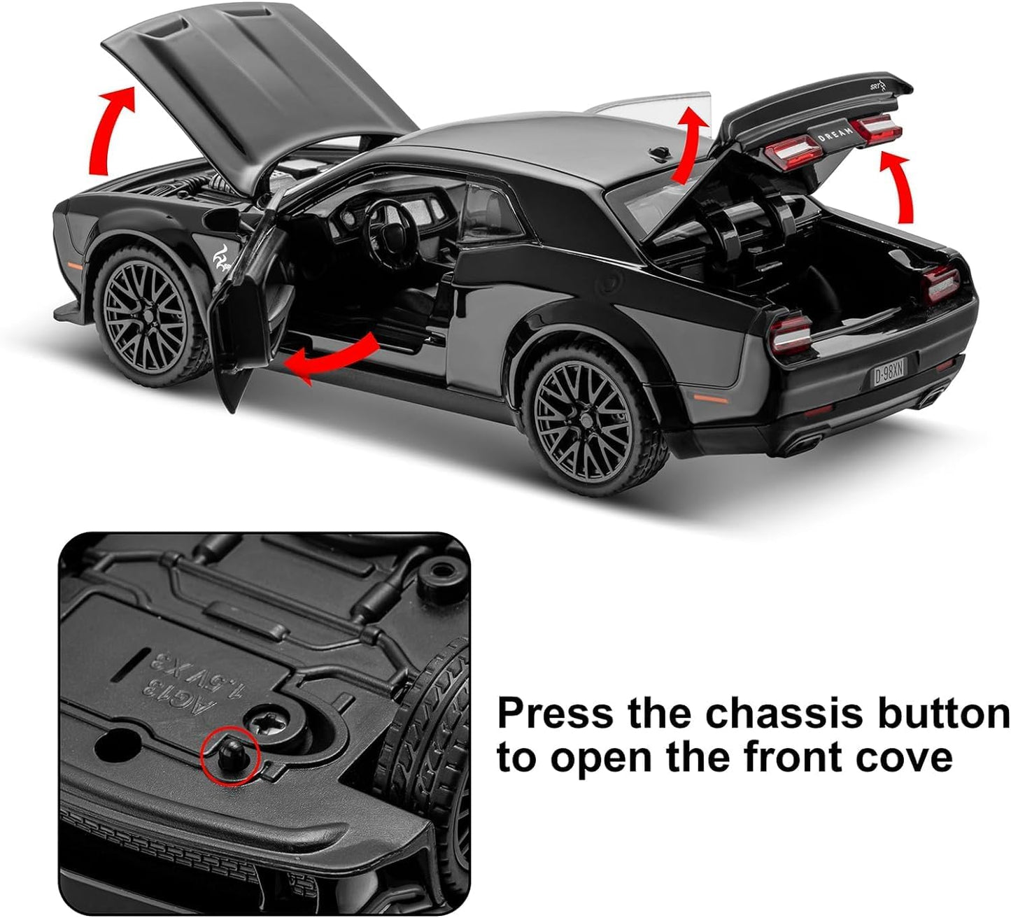1:32 Hellcat Dodge Challenger SRT - Black - image 5