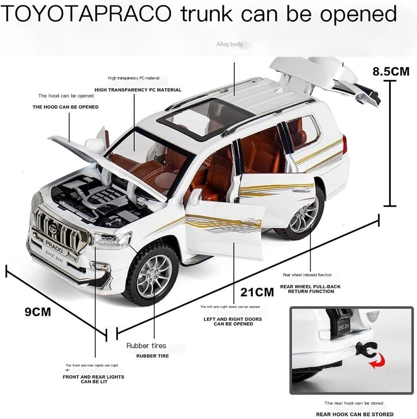 1:24 Toyota Prado - White - image 2