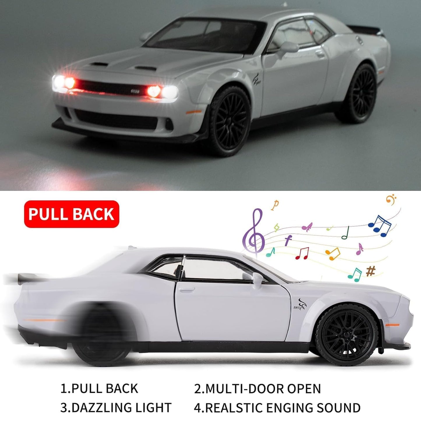 1:32 Hellcat Dodge Challenger SRT - Grey - image 4