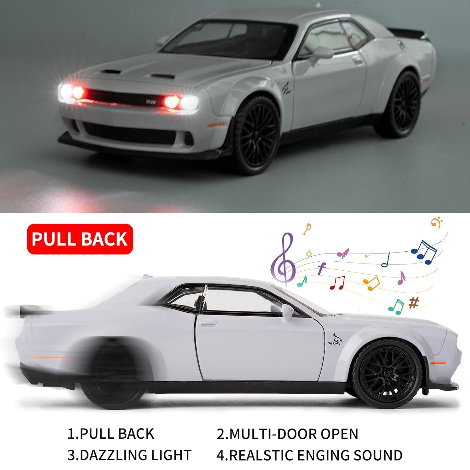 1:32 Hellcat Dodge Challenger SRT - Grey - image 4