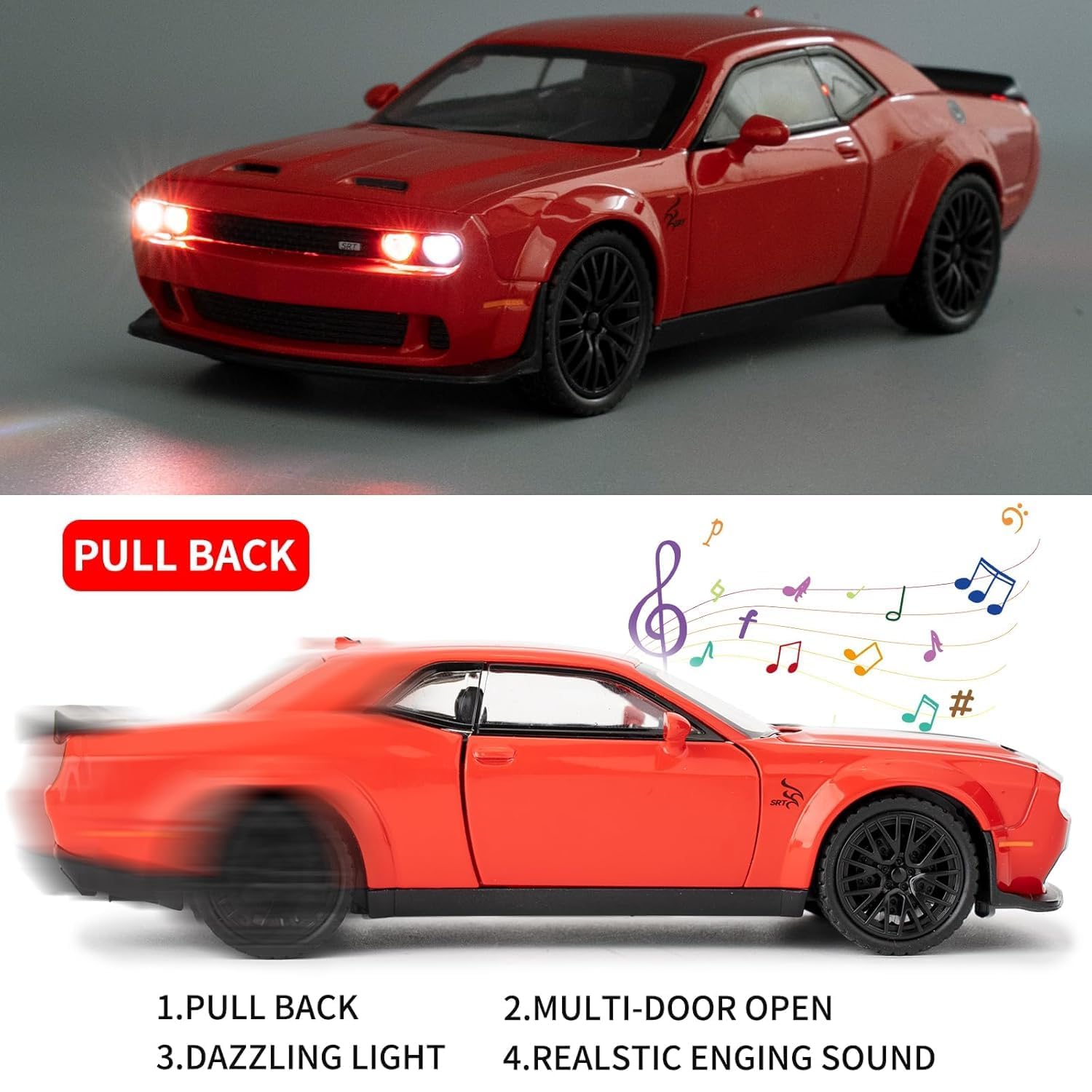 1:32 Hellcat Dodge Challenger SRT - Red - image 4