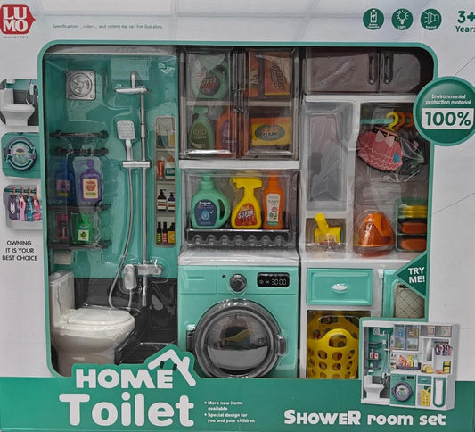 Home Toilet & Laundry Playset for Kids - Shower Room & Washing Machine Toy Set w - Toylivo