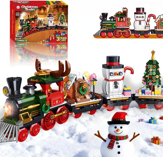 Christmas Train Building Blocks Set with LED Lights - 868 PCS Festive Toy - Toylivo