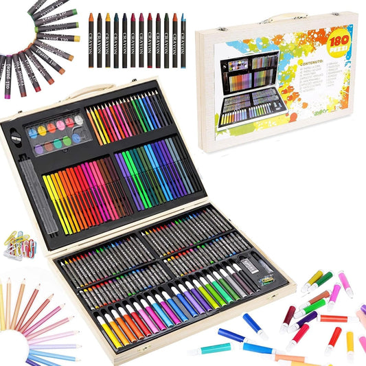 180 Piece Deluxe Art Set for Kids with Crayons Oil Pastels Colored Pencils Acryl - Toylivo