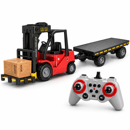 1:24 RC Flatbed Forklift Truck with Trailer, Light, Sound & Spray (11CH)