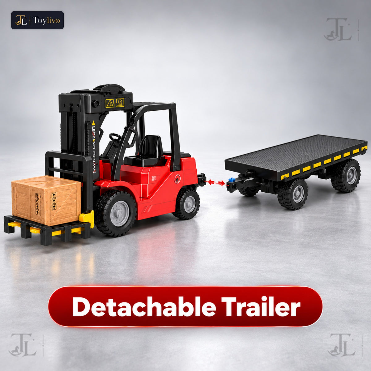 1:24 RC Flatbed Forklift Truck with Trailer, Light, Sound & Spray (11CH)