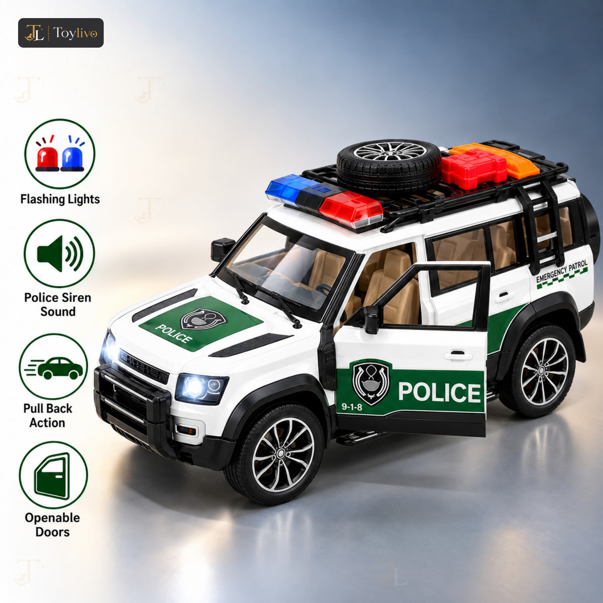 1:22 die-cast police SUV model – features