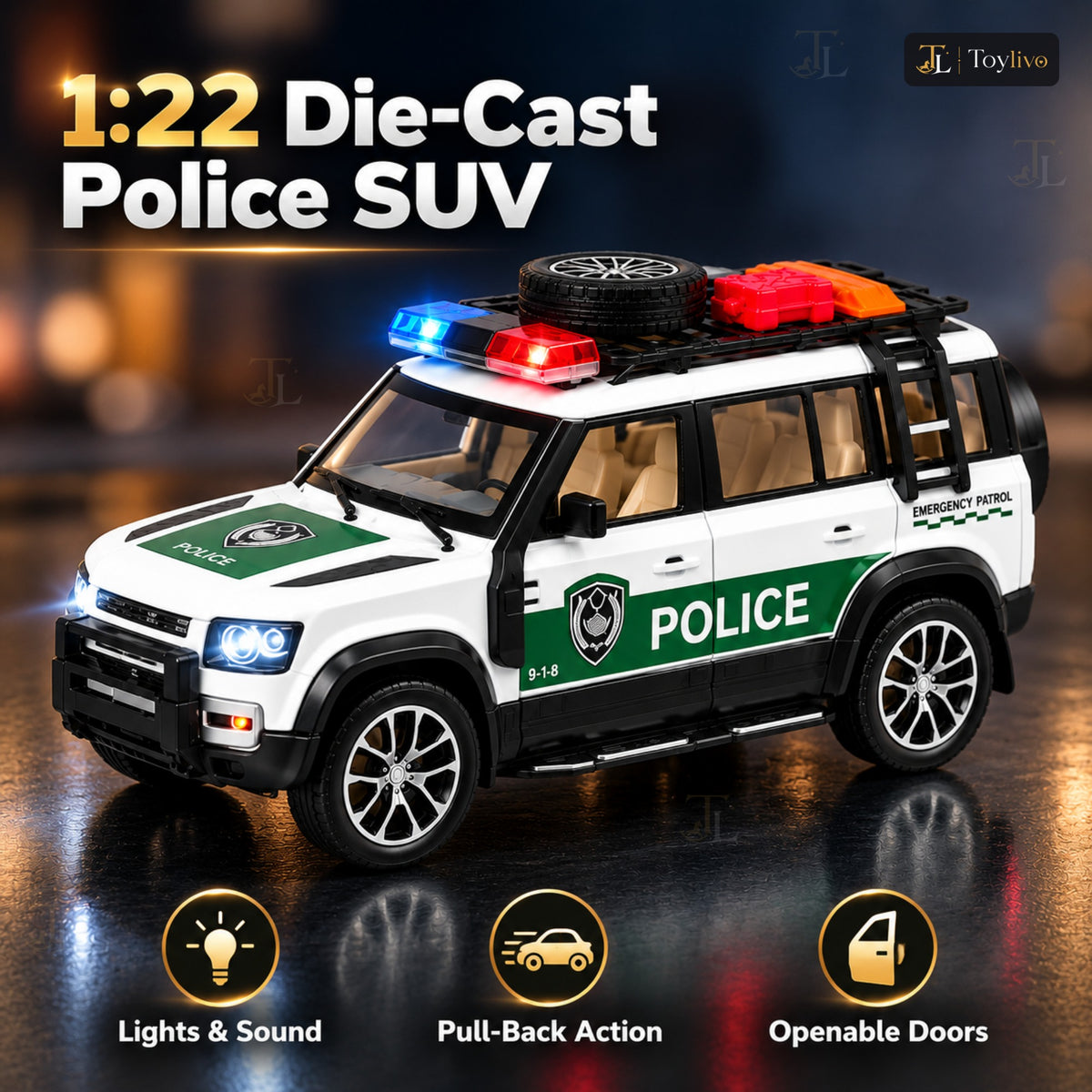 1:22 die-cast police SUV model – features