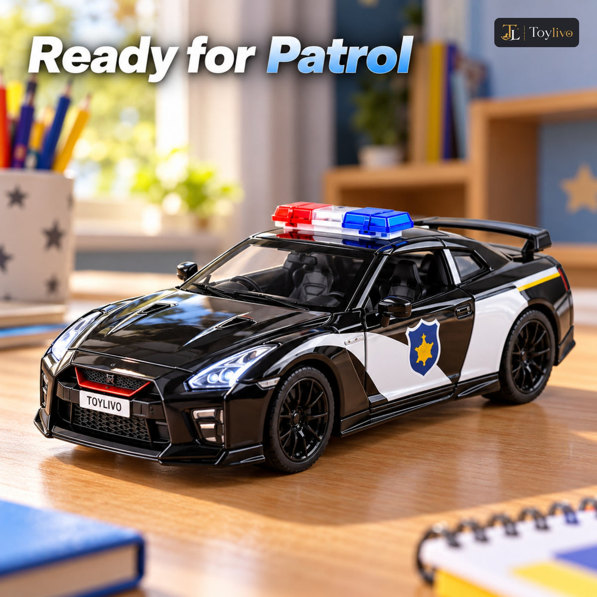 1:32 Die-Cast Police Sports Car Model – features