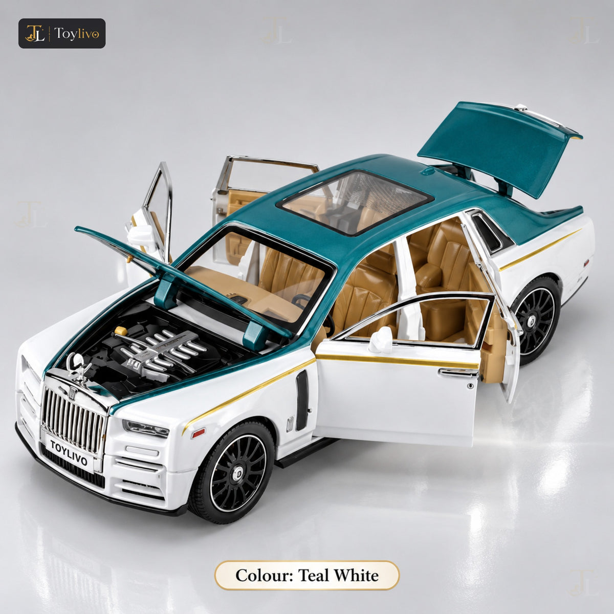 1:24 Die-Cast Rolls Royce Luxury Car – teal white
